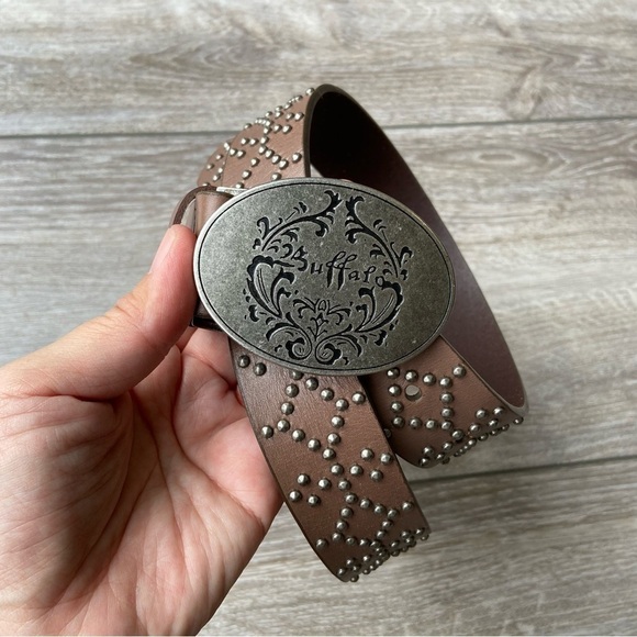 Buffalo Cowhide Leather  Studded Belt - Picture 1 of 14